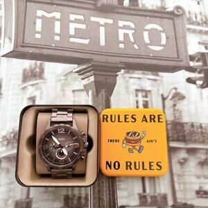 Fossil JR1437 Nate Chronograph Smoke Stainless Steel Watch